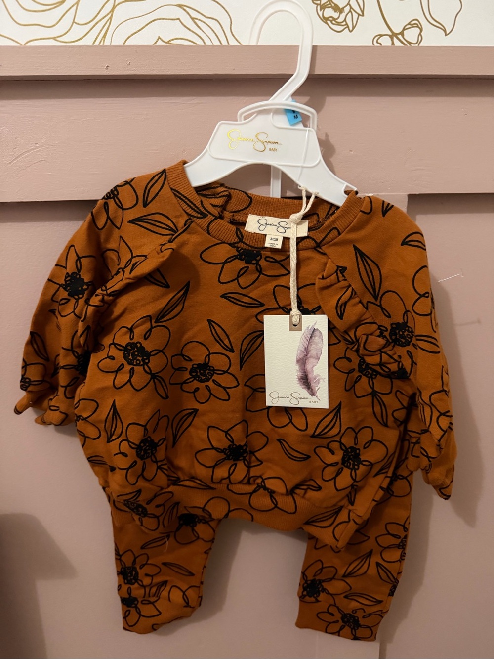 Jessica Simpson Infant Rust Floral Set